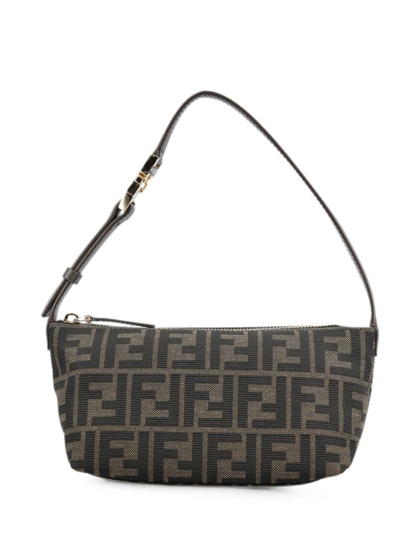 Fendi Geometric Monogram Gold Accent Shoulder Bag