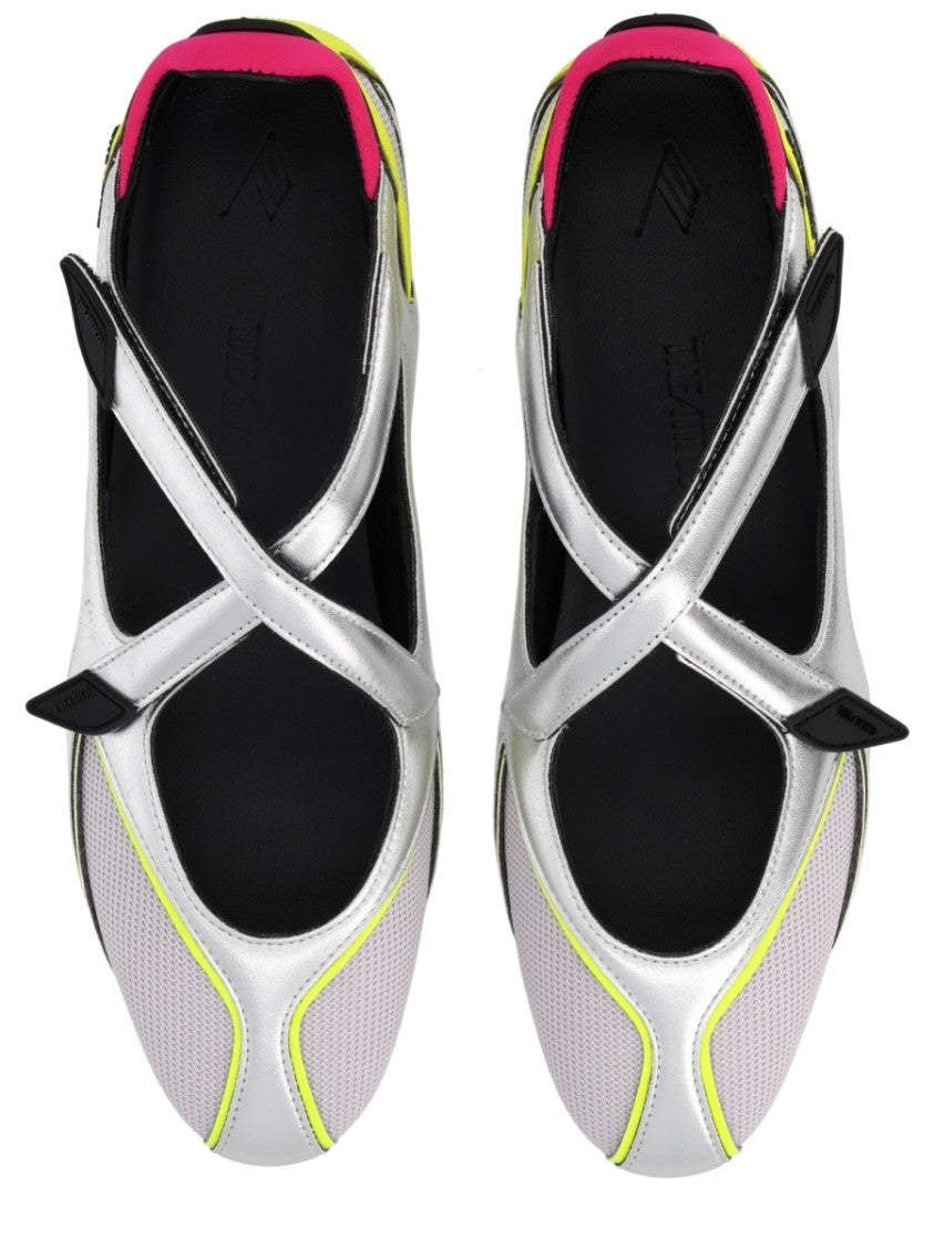 The Attico Silver Floor01 Metallic Mesh Flats