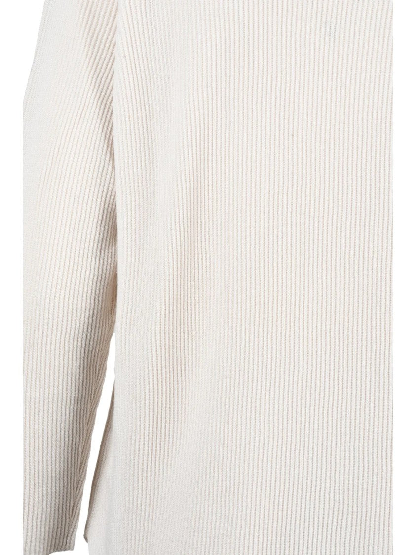 Kangra Ribbed Crater Neck Knit In Cashmere, Wool, And Silk