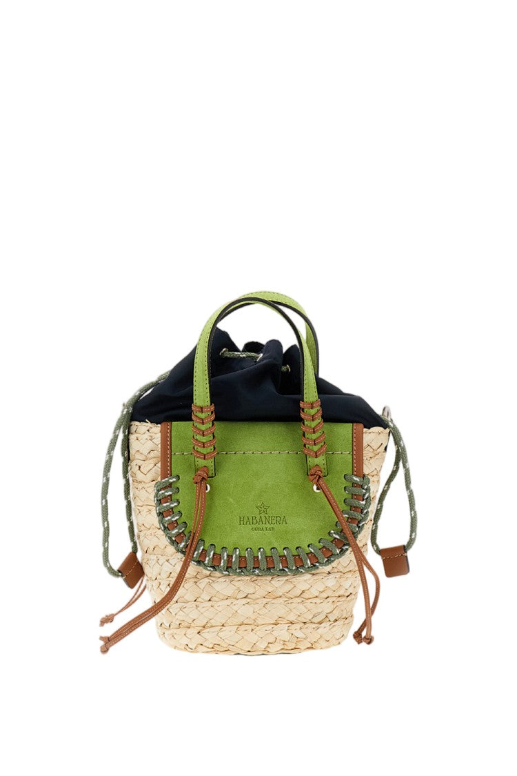 Cuba Lab Woven Raffia Bucket Bag With Suede Inserts