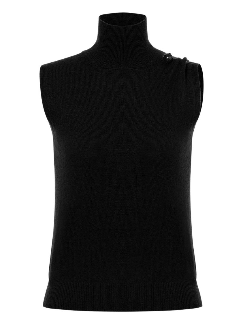 Alberta Ferretti High Collar Fitted Cashmere Top