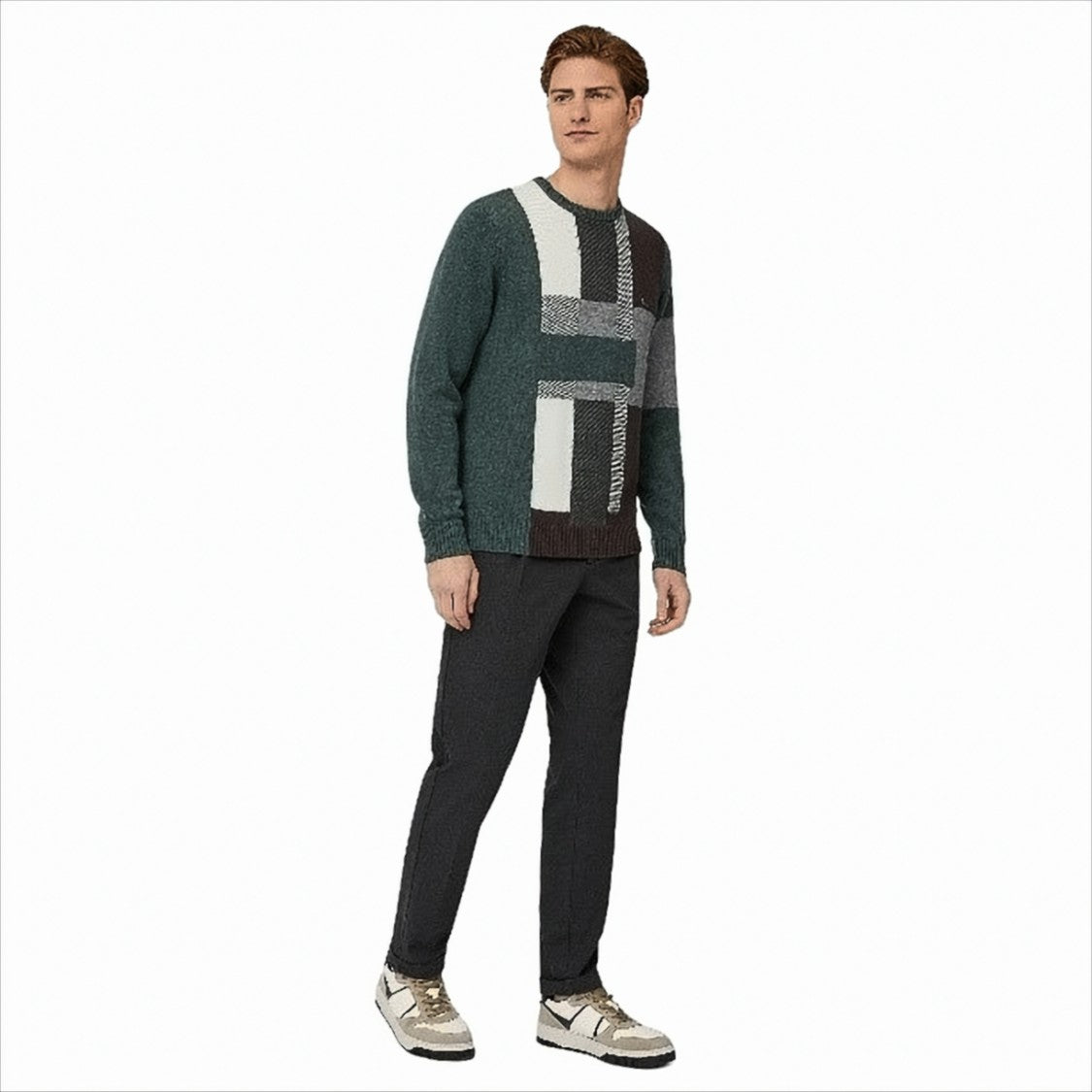 Harmont & Blaine Patchwork Pullover With Textured Design