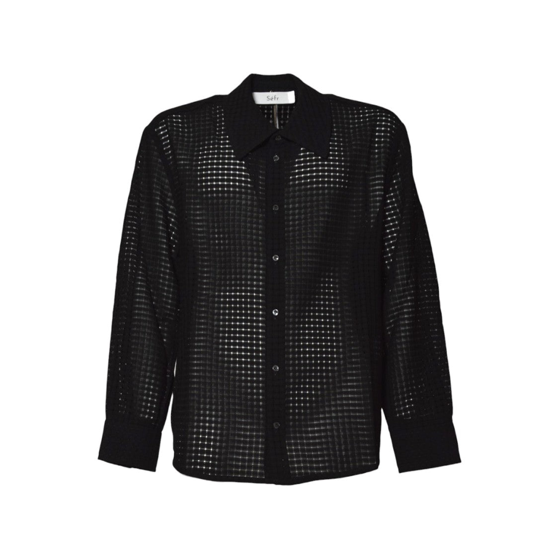 Séfr Grid-Patterned Long-Sleeve Shirt With Button-Down Front