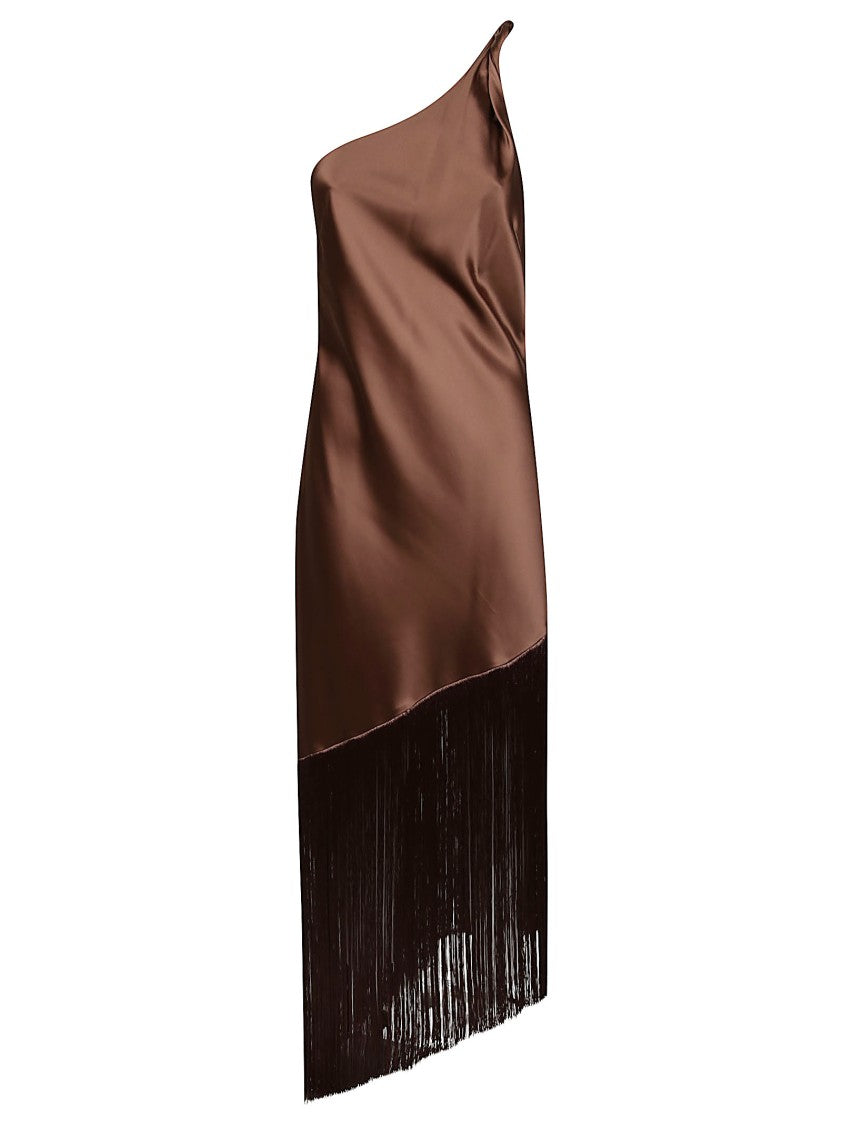 Pinko Kiwi Asymmetrical One Shoulder Maxi Dress