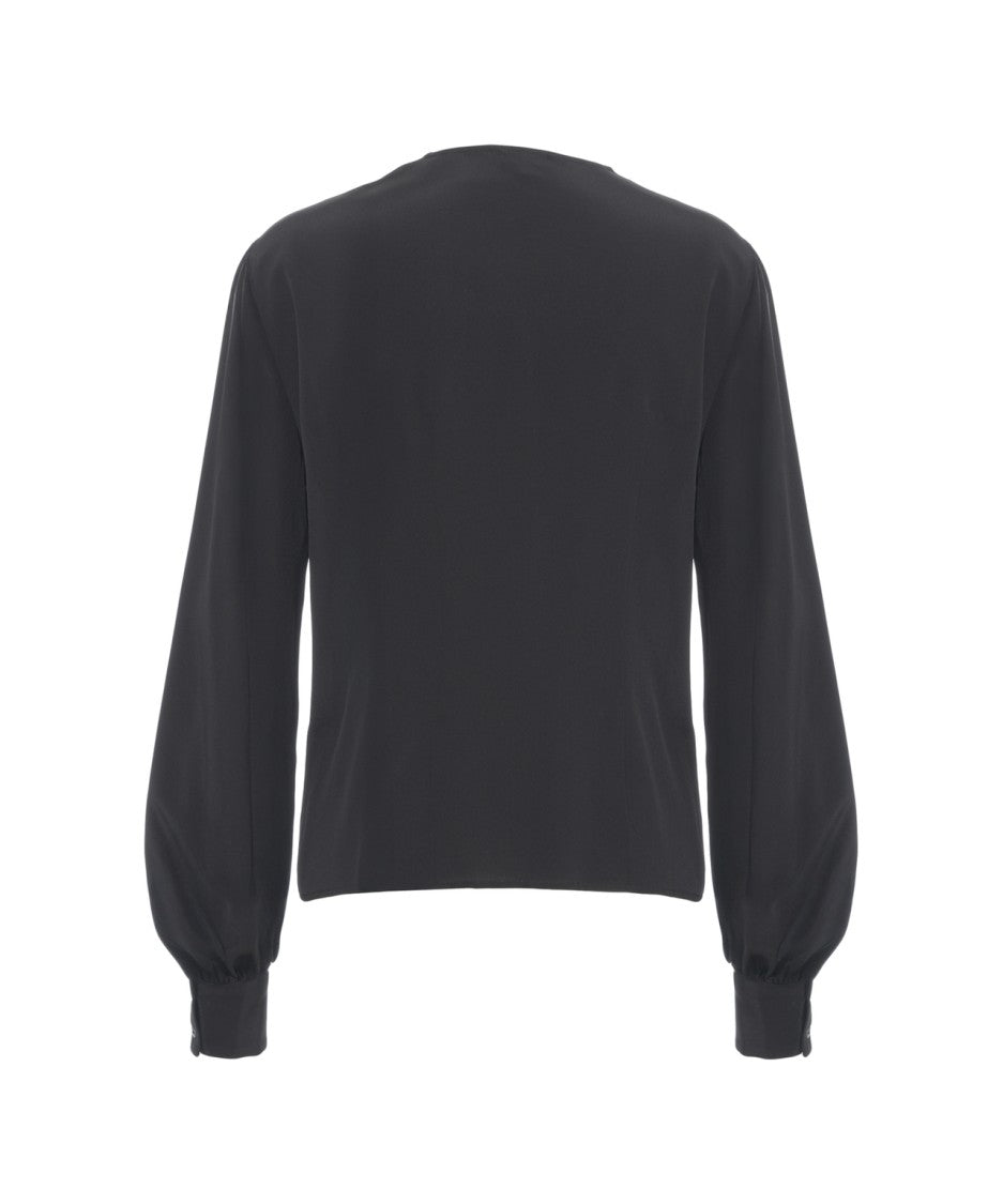 Himon's Ruffled Detail Blouse With Smocked Cuffs