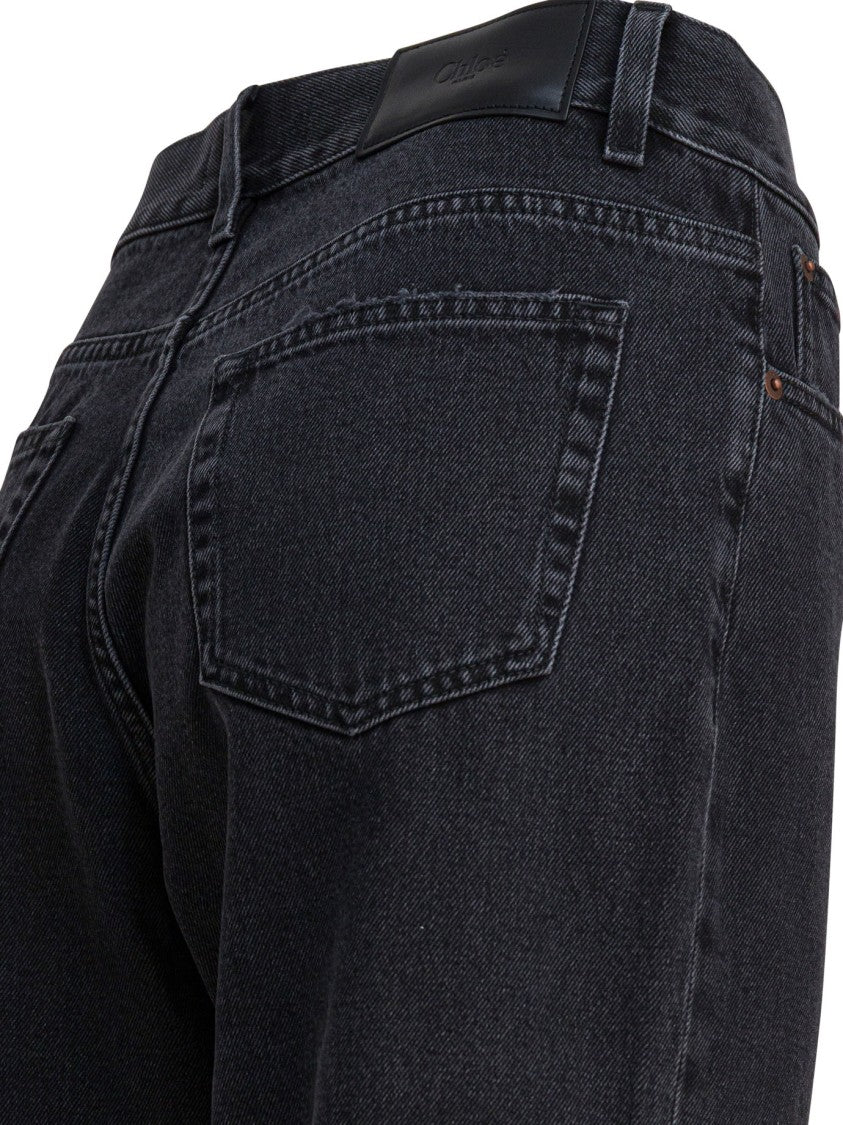 Chloé High-Waisted Structured Jeans With Wide Short Leg
