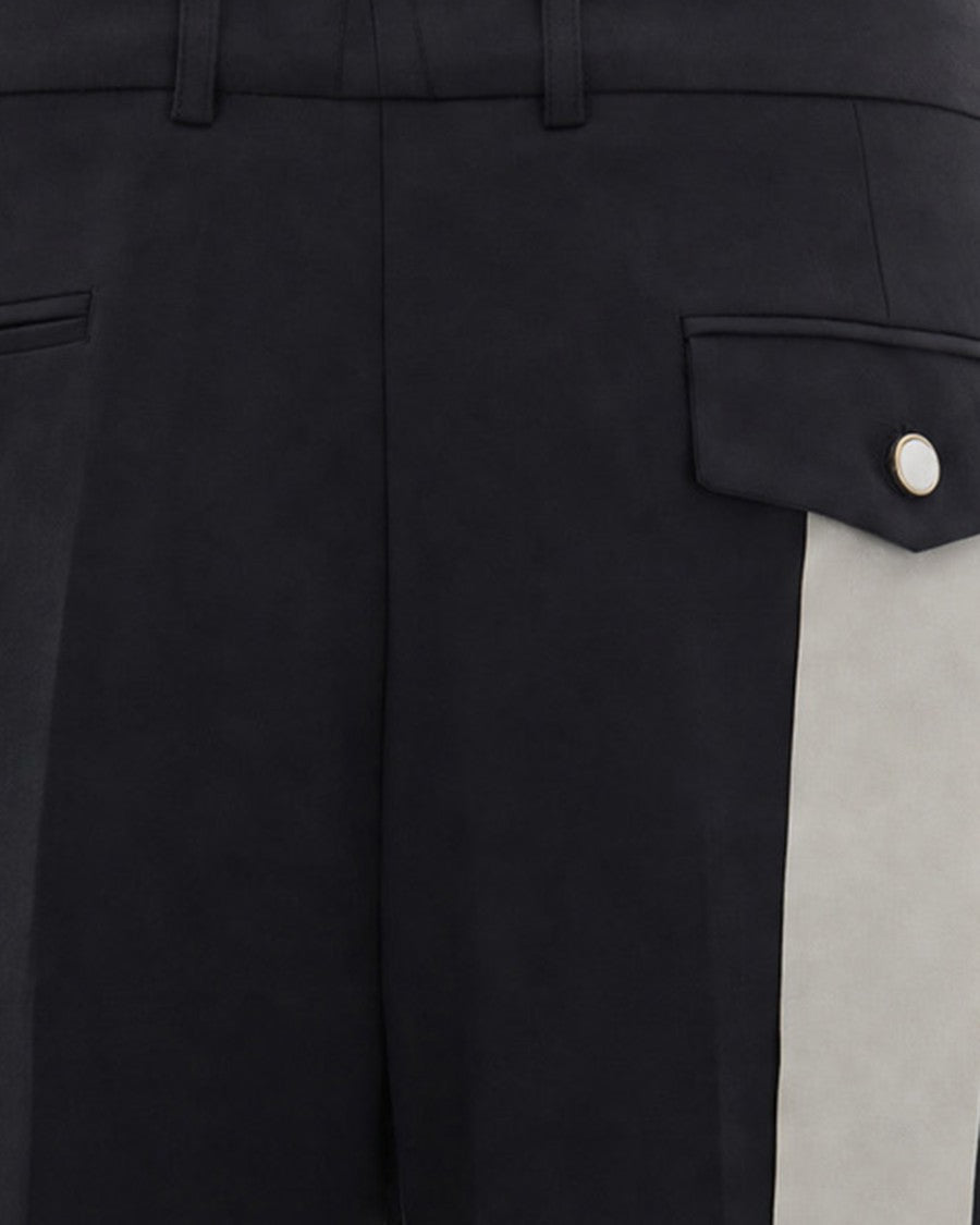 Thestroy Black Aura Double Pleat Stretch Twill Straight-Leg Pants