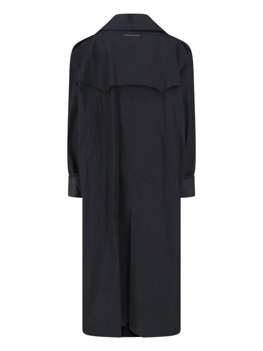 Mm6 By Maison Margiela Black Cotton Twill Trench Coat