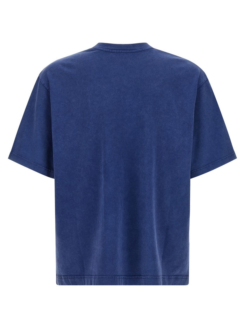 Casablanca Washed Navy Blue Oversized Cotton Crew Neck T-Shirt With Graphic Print