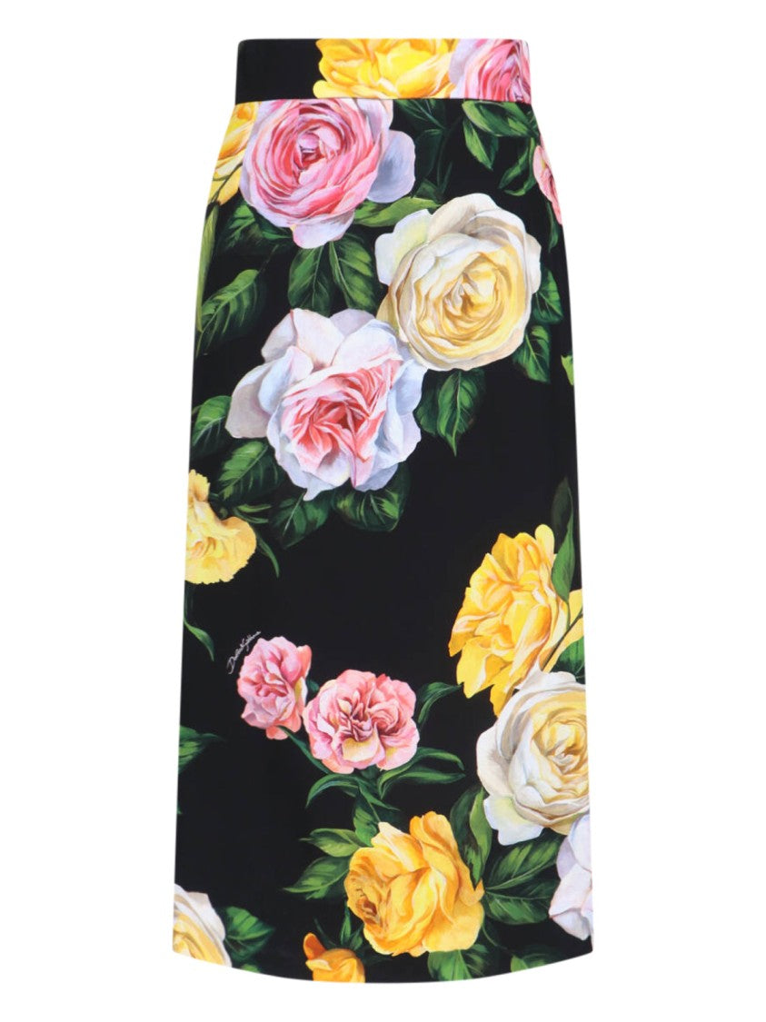 Dolce & Gabbana Floral Pencil Skirt – Black