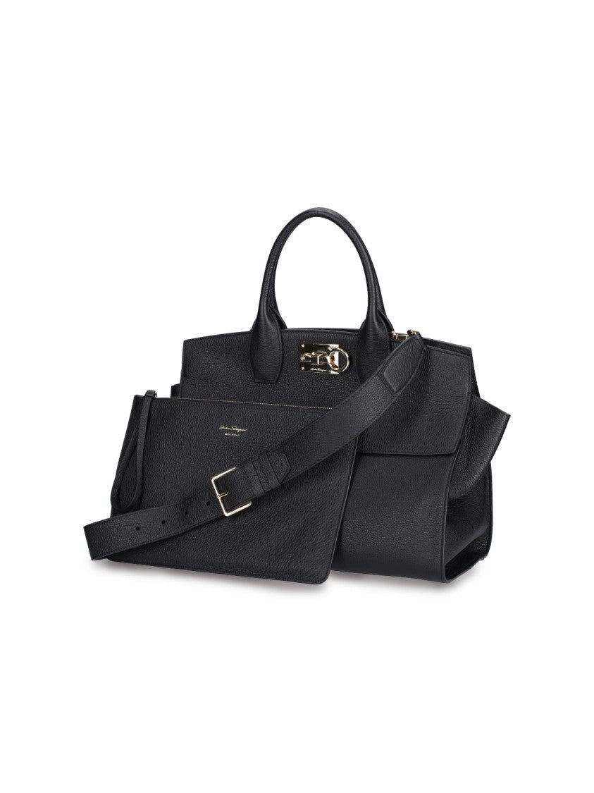 Ferragamo Medium 'Studio' Handbag – Black