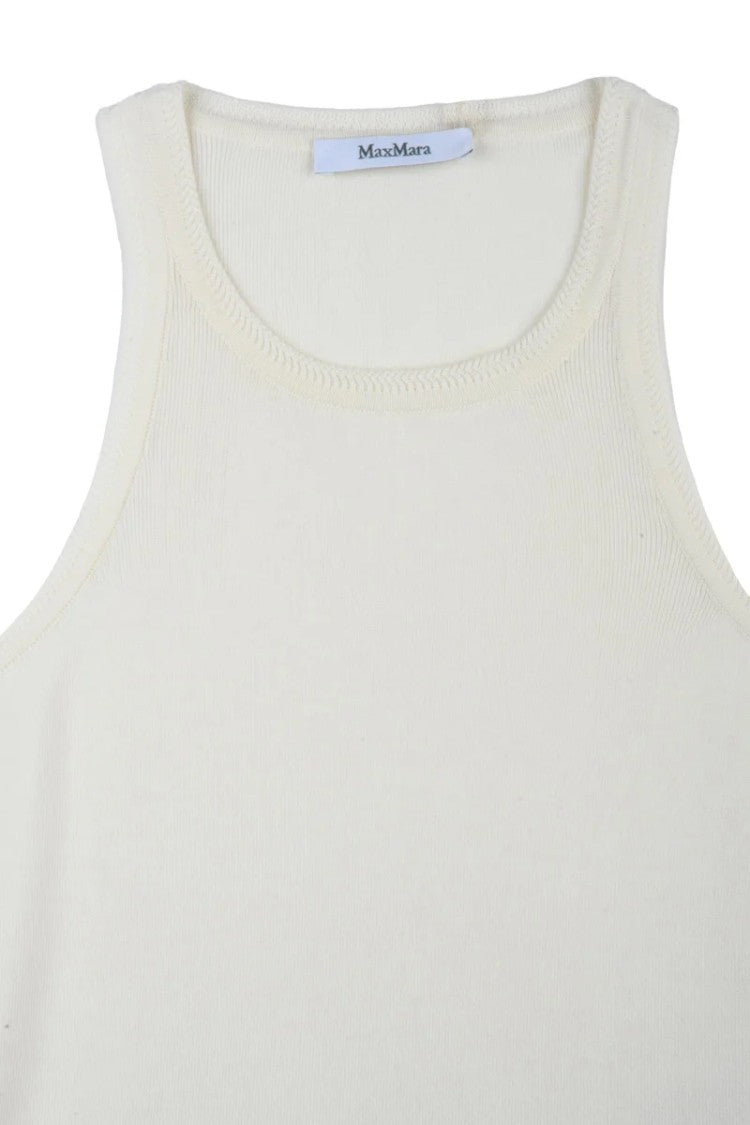 Max Mara White Minimalist Sleeveless Cotton Tank Top