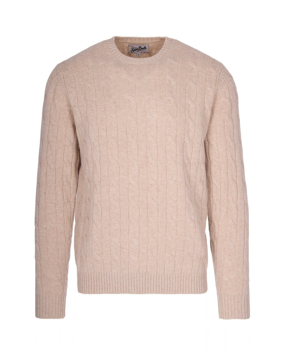 Mc2 Saint Barth Cable Knit Merino Wool Sweater