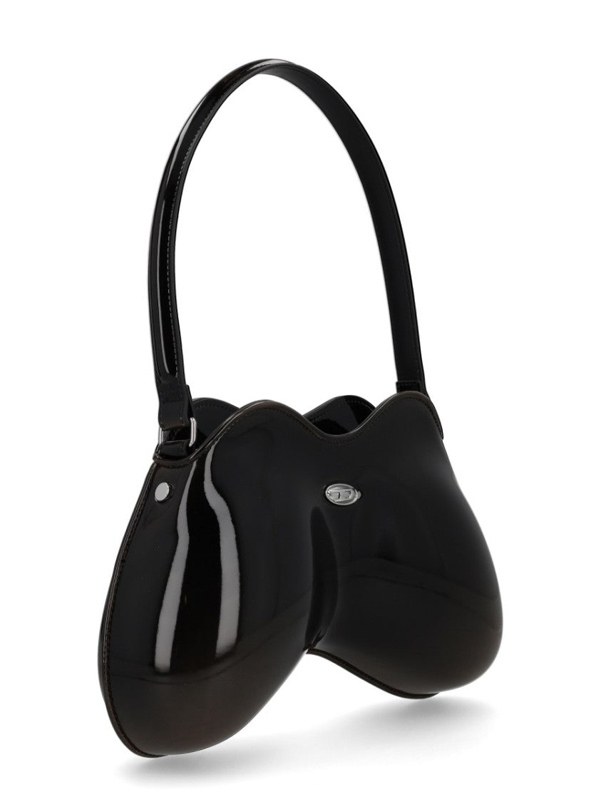 Diesel Black Sculptural Glossy Shoulder Bag