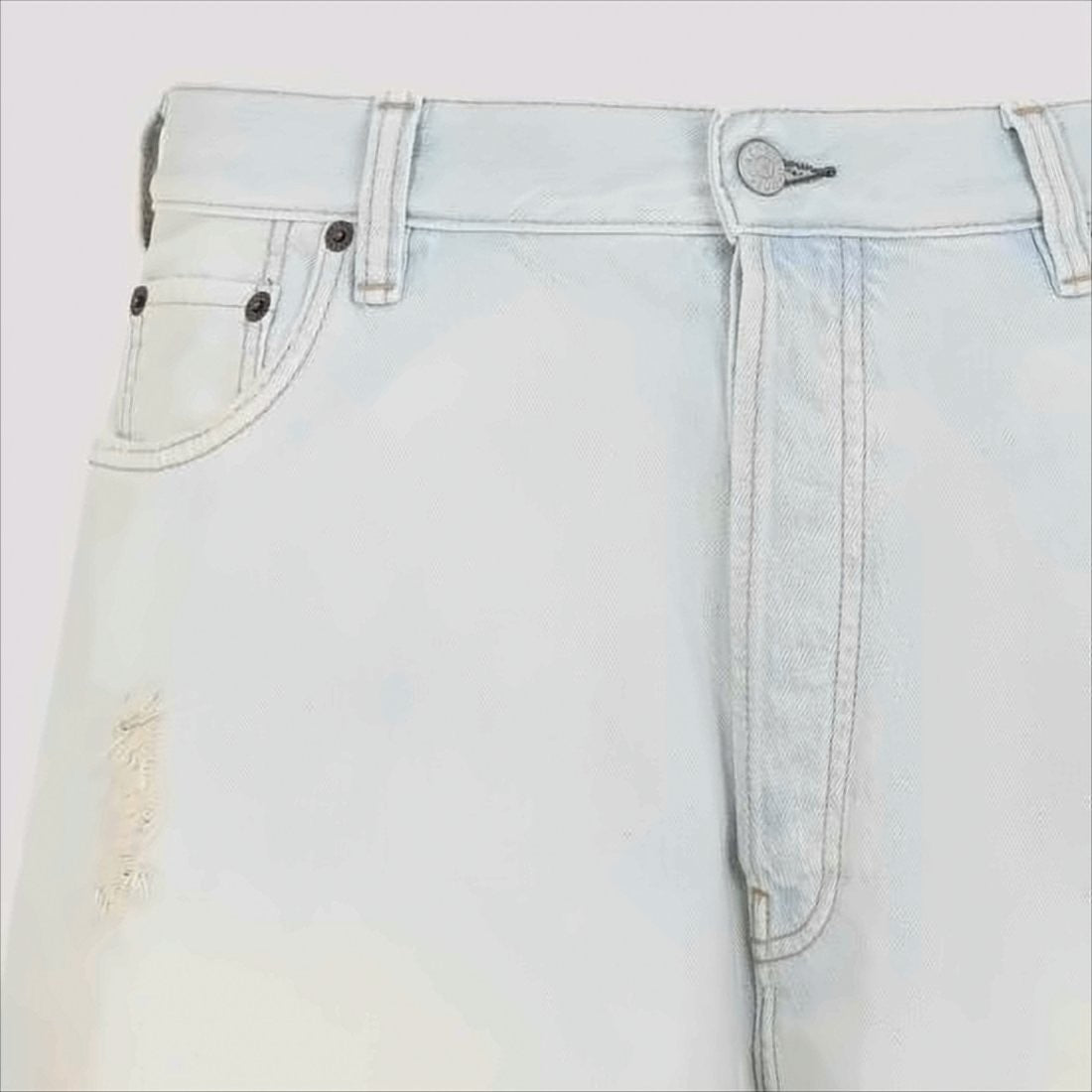 Acne Studios Light-Washed Denim Shorts With Distressed Hem