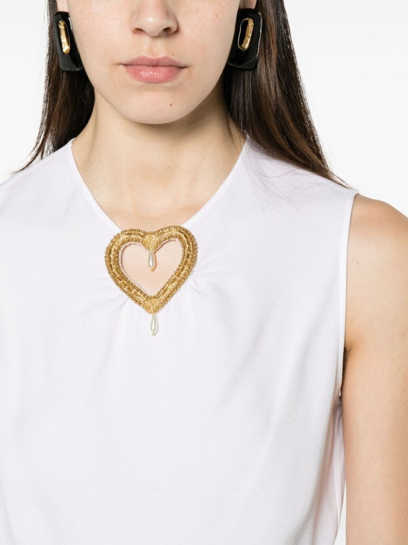Moschino Crepe Top With Heart Appliqué