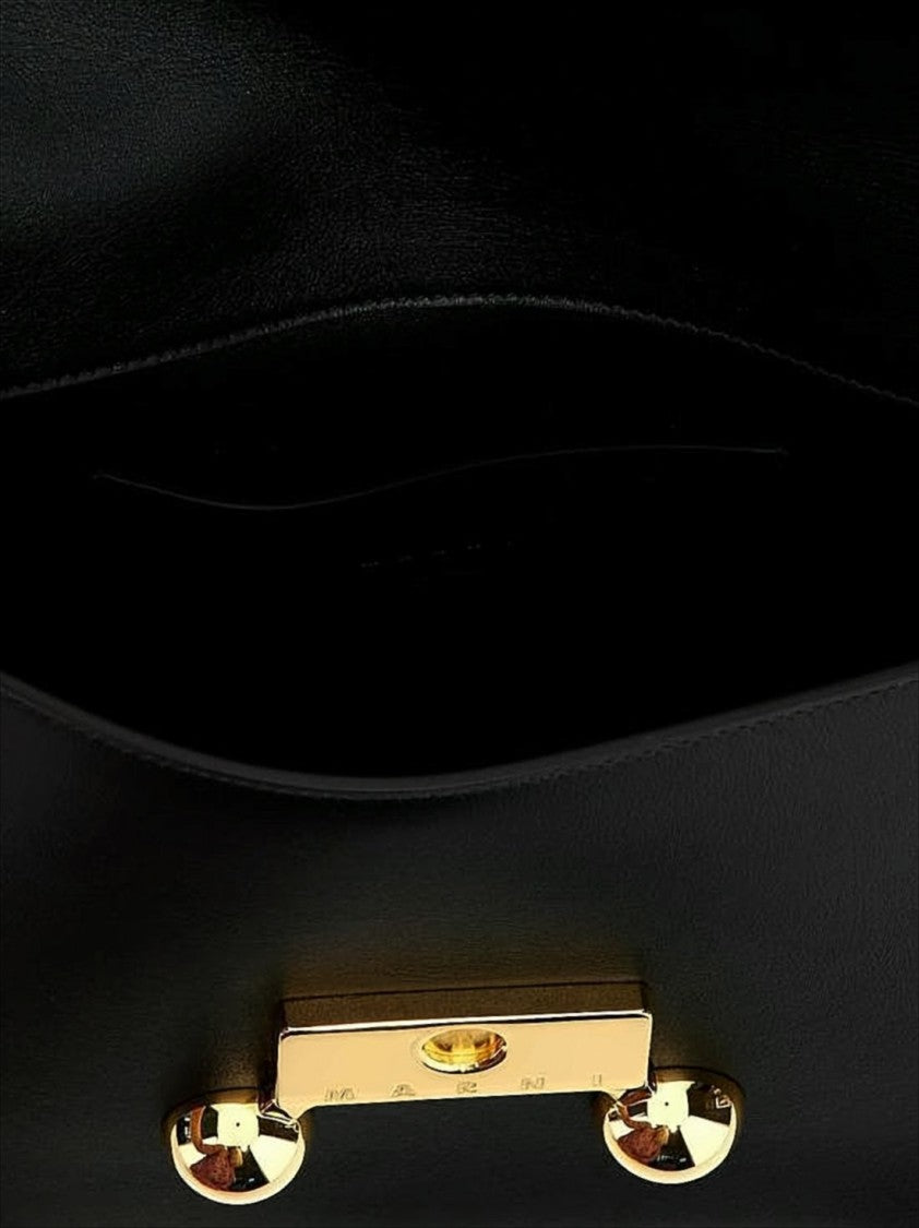 Marni Smooth Calf Leather Crossbody Bag With Gold-Tone Clasp