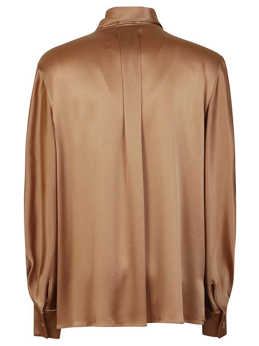 Alberta Ferretti Satin-Finish Blouse With Tie Neck Detail