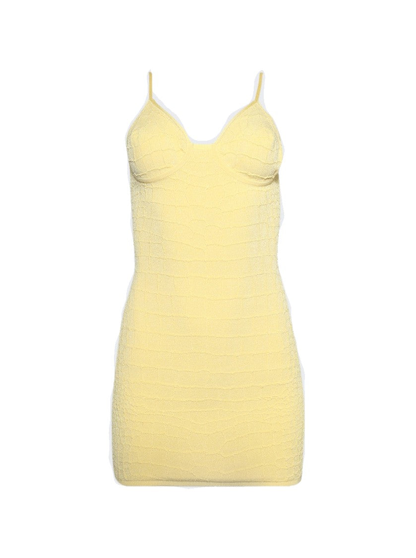 Jacquemus Crocodile Embossed Fitted Mini Dress