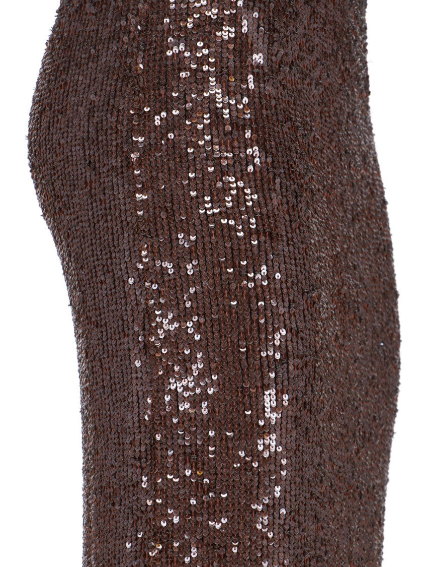 Parosh Brown Midi Sequin Skirt