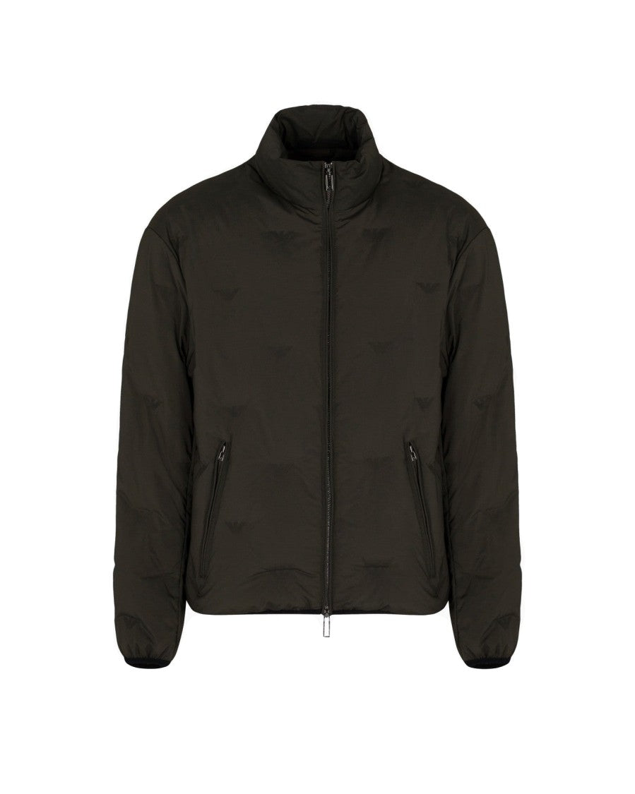 Emporio Armani Black Nylon Bomber Jacket With Eagle Inlay