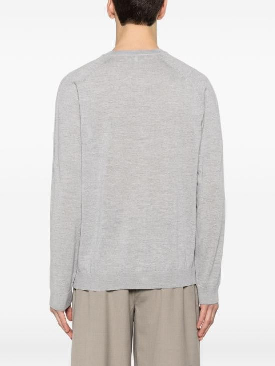 Maison Kitsuné Light Grey Wool Cardigan With Button-Up Front