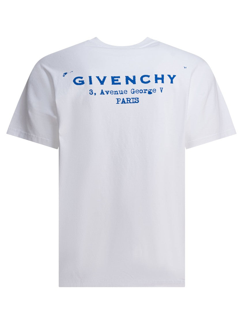 Givenchy White Cotton T-Shirt With Printed Detail