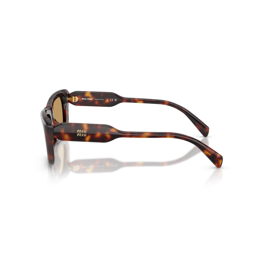 Miu Miu 0Mu B12s Rectangular Tortoiseshell Sunglasses With Thick Arms