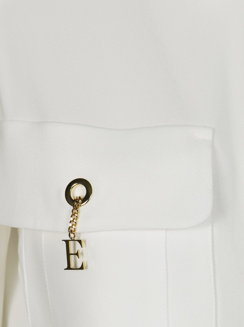 Elisabetta Franchi Classic Tailored Blouse With Gold Chain Charms