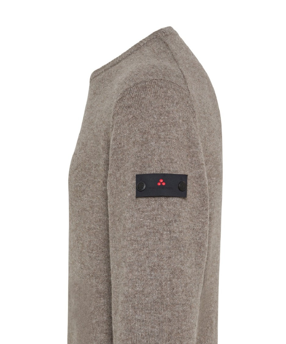 Peuterey Wool Tricot Crew-Neck Sweater Detachable Logo