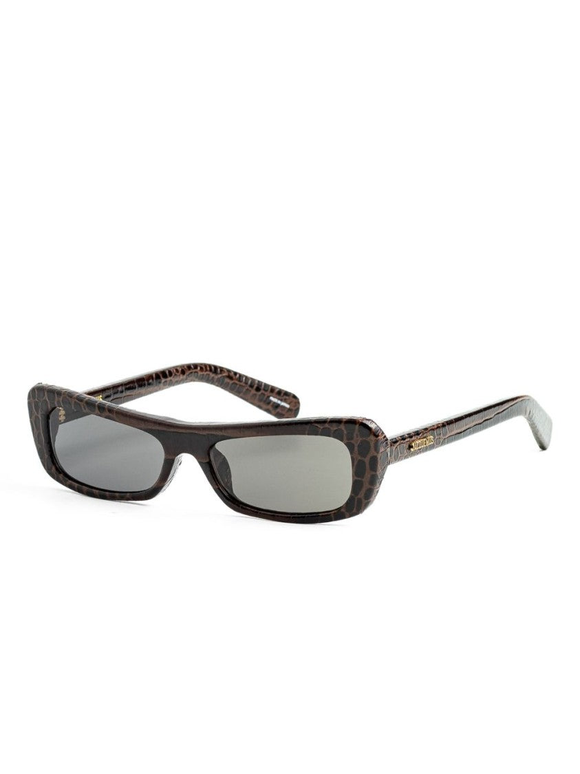 Jacquemus Rectangular Brown Frame Sunglasses With Textured Pattern