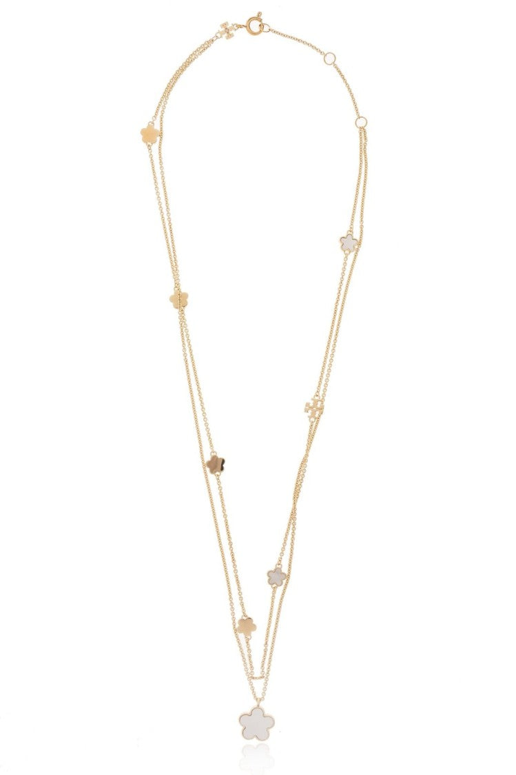 Tory Burch Golden Finish Necklace With Intricate Detailing