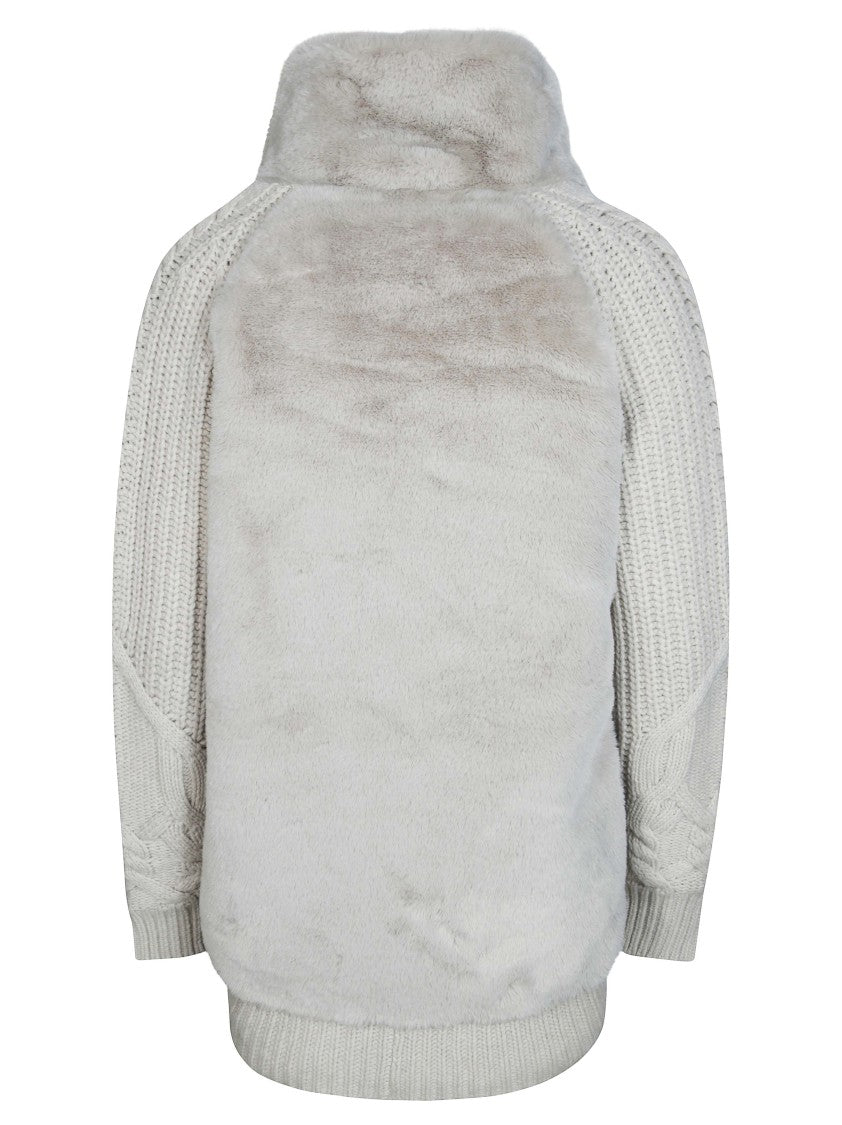 Herno Chunky Knit Faux Fur Jacket