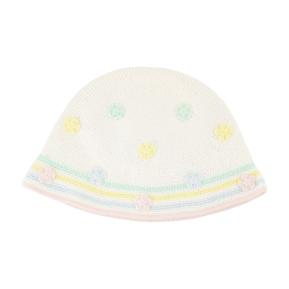 Casablanca Kawaii Crochet Bucket Hat - Cotton - White