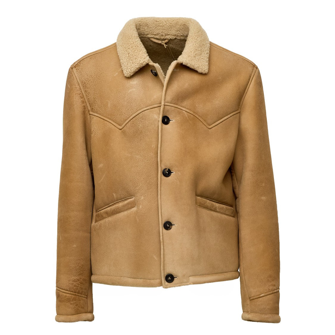 Stewart Western-Chic Shearling Jacket With Structured Fit And Adjustable Straps