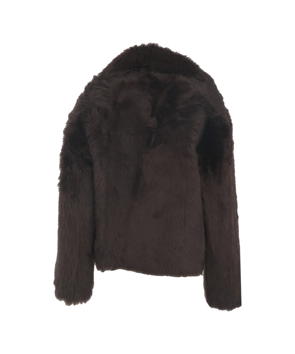 Desa 1972 Cropped Shearling Coat With Distinctive Oversized Collar