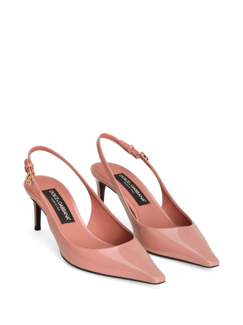 Dolce & Gabbana Pink Leather Pointed Toe Slingback Heels