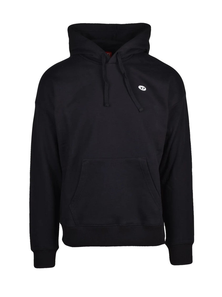 Diesel Classic Black Hoodie With Drawstring Hood And Kangaroo Pocket