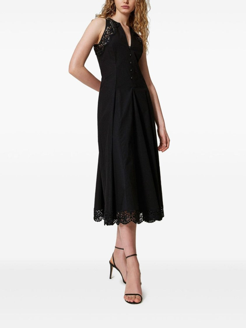 Twin-Set Elegant Black Midi Dress