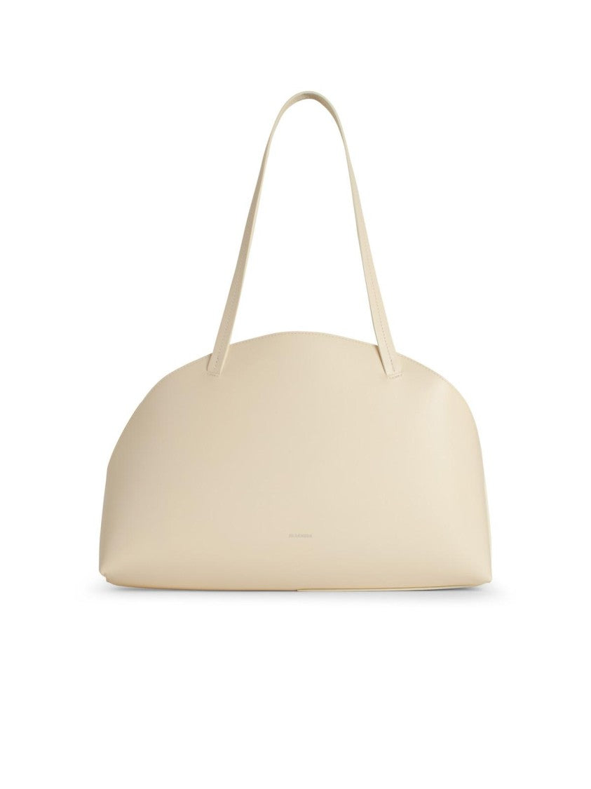 Jil Sander Curve Media' White Leather Crossbody Bag