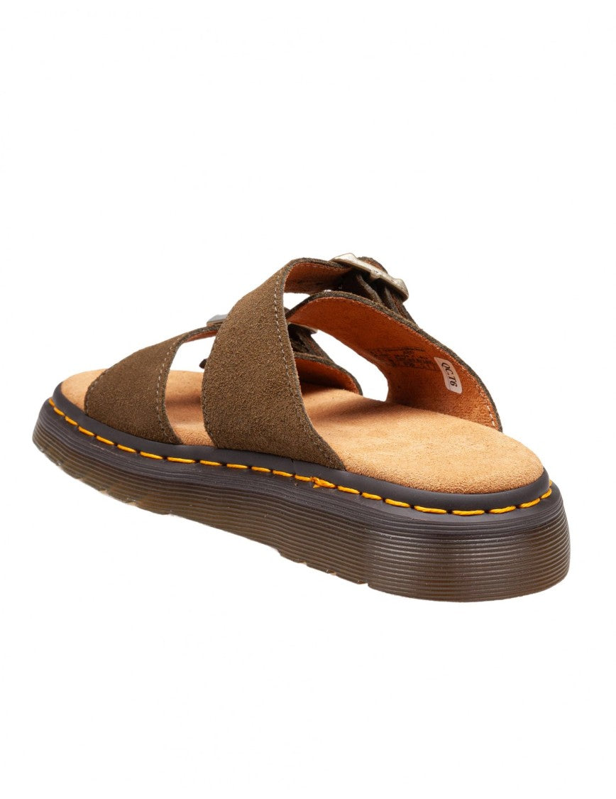 Dr. Martens Josef Savannah Tan Suede Sandals Colour: Green