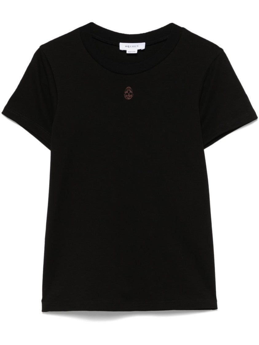 Alexander Mcqueen Fitted Black Cotton T-Shirt With Subtle Logo