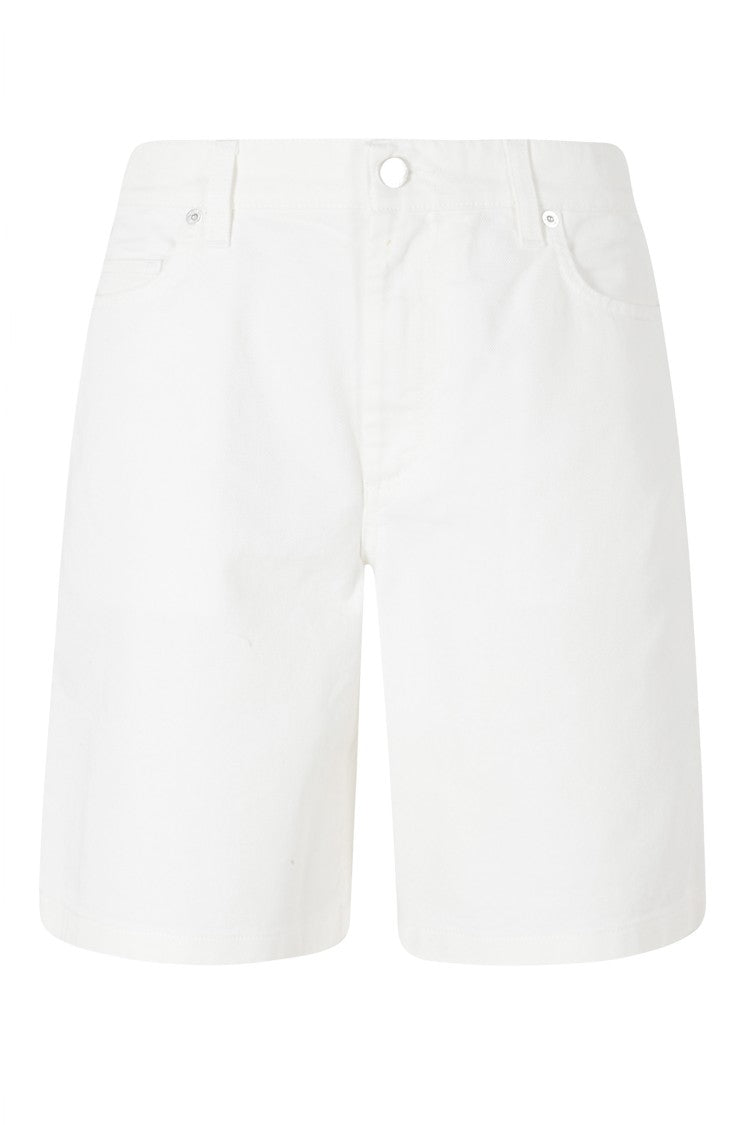 Maison Kitsuné White Button-Fly Cotton Denim Shorts
