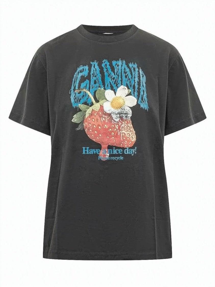 Ganni Relaxed Fit Graphic Printed T-Shirt