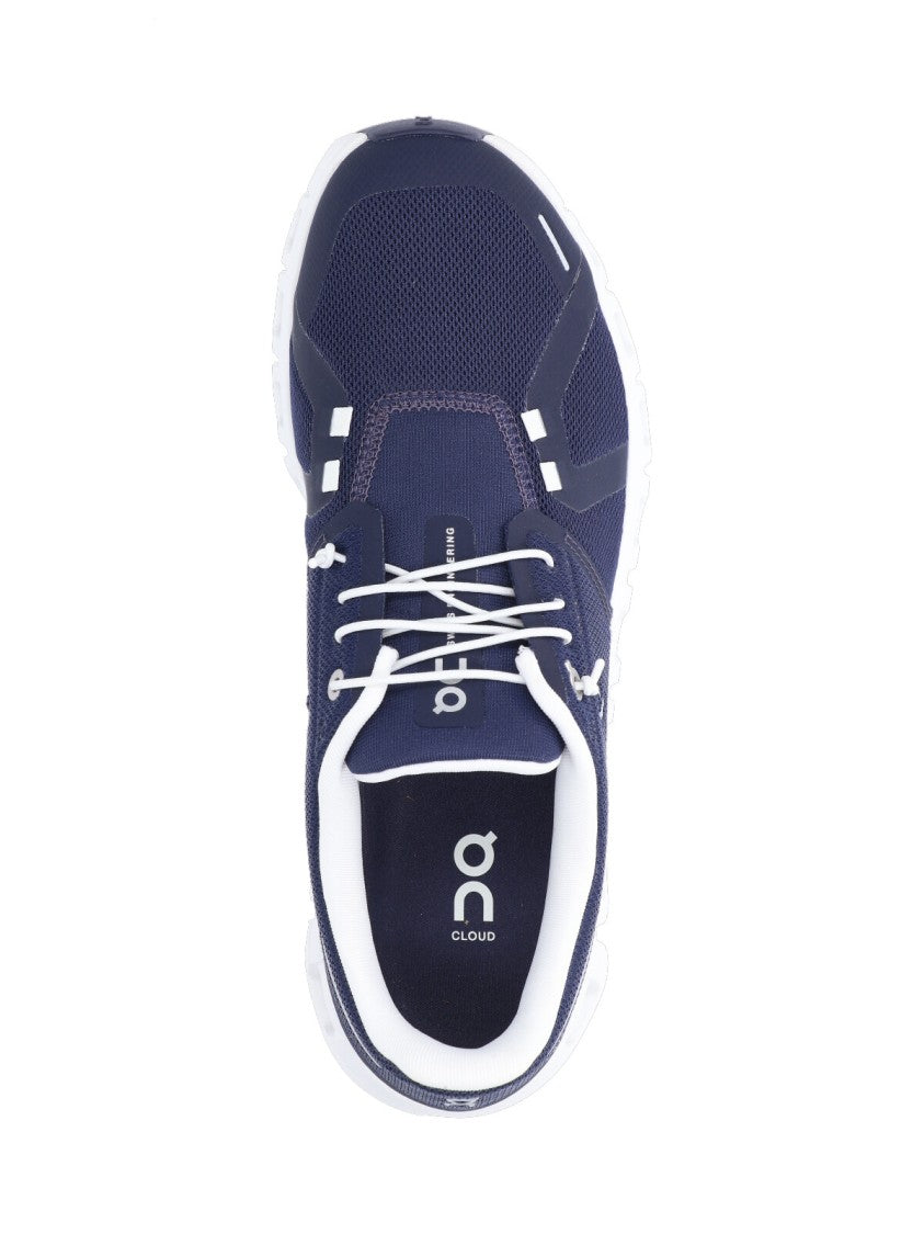 On Navy Blue Mesh Sneakers With Rounded Toe