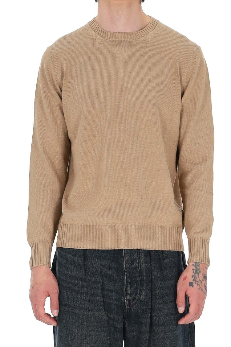 Drumohr Camel Gauge 8 Cotton Crewneck Sweater