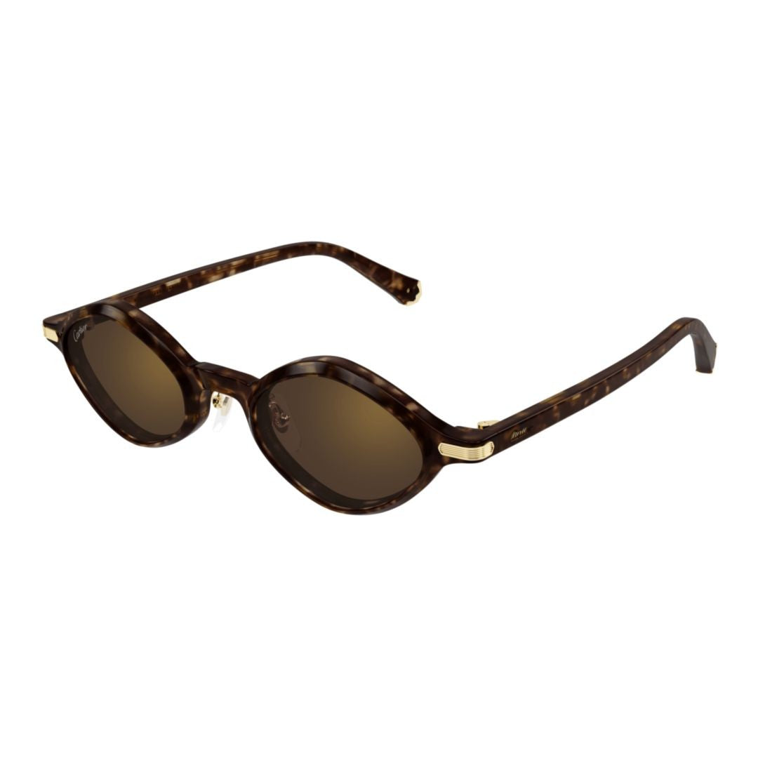 Cartier Oval Tortoiseshell Sunglasses With Gold-Tone Accents