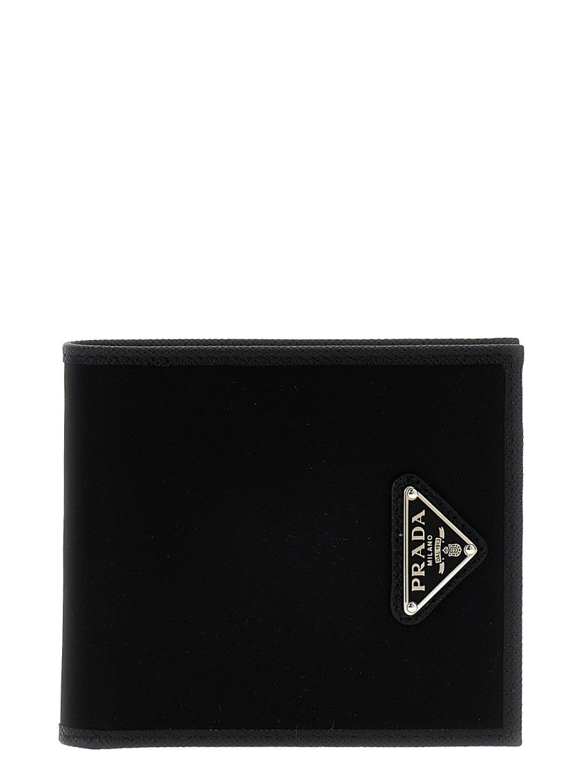 Prada Re-Nylon Wallet With Saffiano Leather Accents And Triangle Logo
