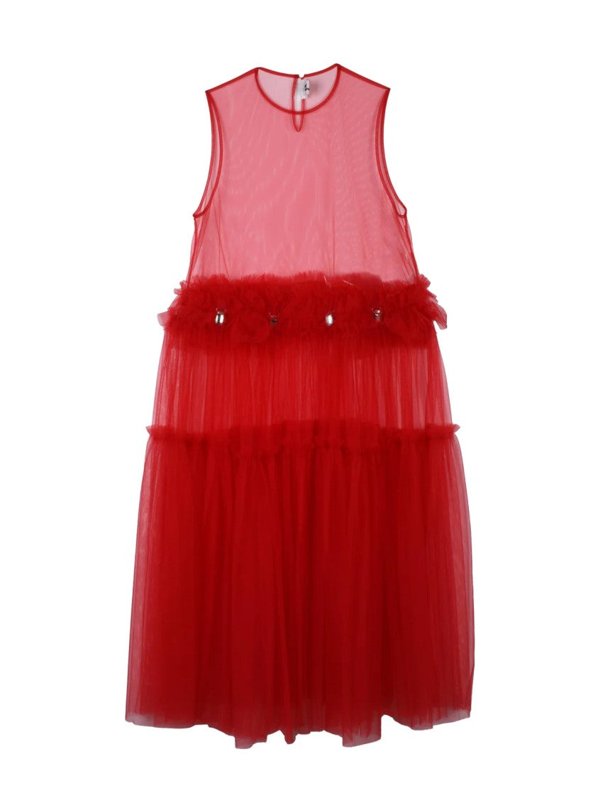 C.Des Garçons X Noir Kei Red Transformative Oversized Tulle Mini Dress