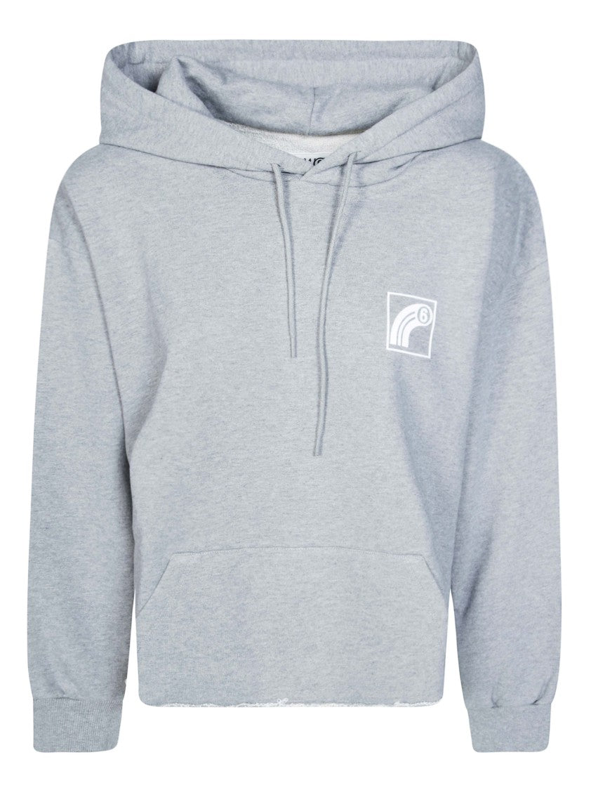 Mm6 By Maison Margiela Cropped Drawstring Hoodie